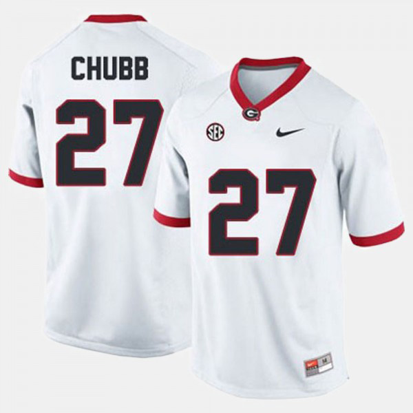 Men's #27 Nick Chubb Georgia Bulldogs College Football Jersey - White